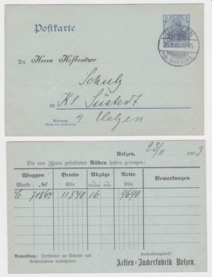 94391 DR Ganzsachen Postkarte P57 Zudruck Actien-Zuckerfabrik Uelzen 1903