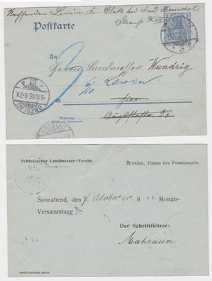 94546 DR Ganzsachen Postkarte P63 Zudruck Schlesischer Landmesser-Verein Breslau