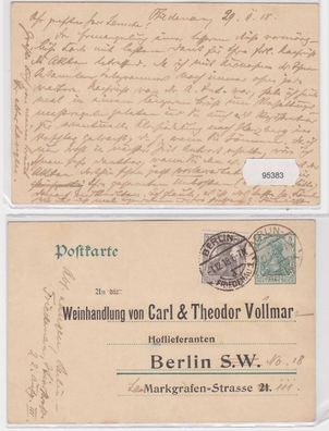 95383 Ganzsache Postkarte P78 Zudruck Weinhandlung Carl & Theodor Vollmar Berlin
