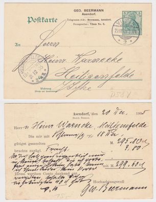 95591 DR Ganzsache Postkarte P58 Zudruck Geo. Beermann Asendorf 1905