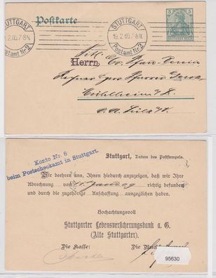 95630 DR Ganzsache Postkarte P78 Zudruck Stuttgarter Lebensversicherungsbank AG