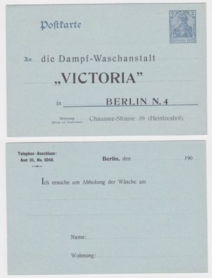 95838 DR Ganzsachen Postkarte P57Y Zudruck Dampf-Waschanstalt 'Victoria' Berlin