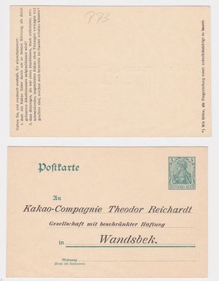95994 Ganzsachen Postkarte P73 Zudruck Kakao-Compagnie Theo. Reichardt Wandsbek