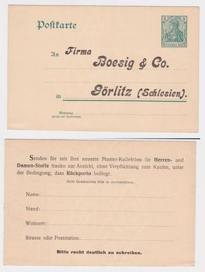 96002 DR Ganzsachen Postkarte P64 Zudruck Boesig & Co. Görlitz (Schlesien)