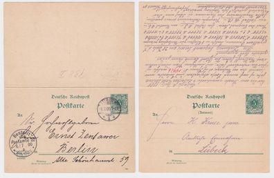 96014 DR Ganzsache Postkarte P38II H. Kruse jr. Lotterie Lübeck 1900