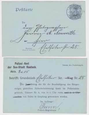 96832 Ganzsachen Postkarte P63Y Zudruck Polizei-Amt der See-Stadt Rostock 1903