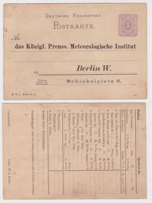97124 Ganzsachen Postkarte P18 Zudruck Kgl. Pr. Meteorologisches Institut Berlin