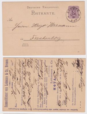 97253 DR Ganzsachen Postkarte P18 Zudruck Sammeldienst Lehmann & Co. Bremen 1889