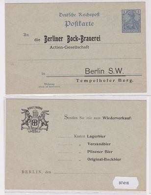 97416 Ganzsachen Postkarte P51 Zudruck Berliner Bock-Brauerei AG Berlin