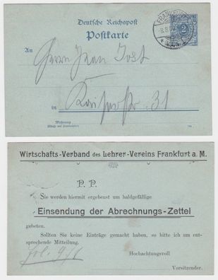 97951 Ganzsachen Postkarte P40 Zudruck Wirtschafts-Verb. Lehrer-Verein Frankfurt