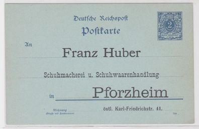 97976 DR Ganzsachen Postkarte P40 Zudruck Franz Huber Schuhmacherei Pforzheim
