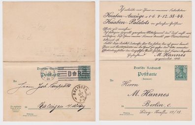 98887 DR Ganzsache Postkarte P54 M. Hannes Knaben Anzüge Berlin 1901