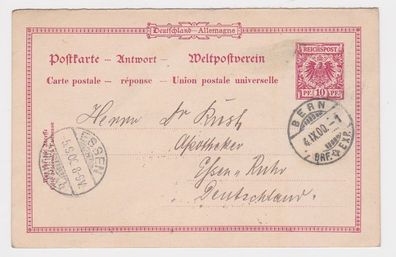 99024 DR Ganzsachen Postkarte P27A Bern (Schweiz) nach Essen an der Ruhr 1900