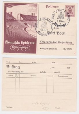 97275 Ganzsache Postkarte P260 Zudruck Kurt Horn Dresden-Bad Weißer Hirsch 1936