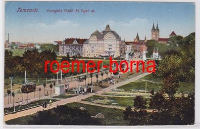 82982 Feldpost Ak Temesvar Ungarn Hungaria Fürdö és Liget ut 1917