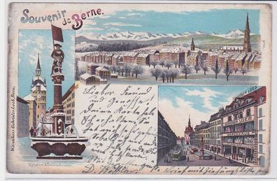 81201 Ak Lithographie Souvenir de Berne Warenhaus usw. 1899