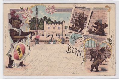 90480 Ak Lithographie Gruß aus Bern mit Bären 1899