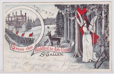 40960 Ak Gruß vom Waldfest der Arbeiter Union St. Gallen 1903