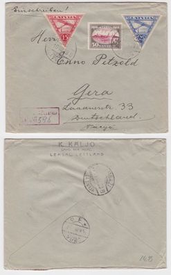 94683 seltener Luftpost Brief Lettland nach Gera 1929
