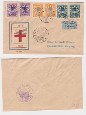 97151 seltener Luftpost Brief von Lettland nach Uruguay 1928
