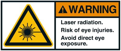Warnaufkleber "WARNING Laser radiation. Risk of eye.." 35x80/45x100/70x160mm