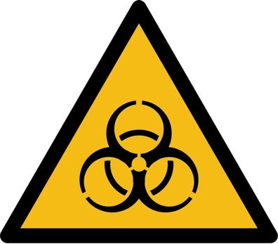 Aufkleber Warn Schild "Warnung vor Biogefährdung" Folie ISO 7010 5-30cm gelb