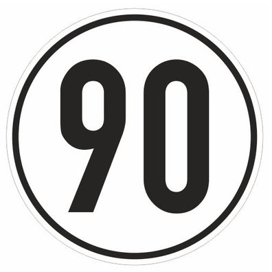 Aufkleber Geschwindigkeits-Schild "90 km/ h" Folie gemäß StVZO § 58 | Ø5-30cm