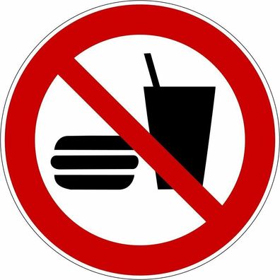 Verbotsaufkleber Schild "Essen und Trinken verboten" Folie ISO 7010 Ø5-30cm rot