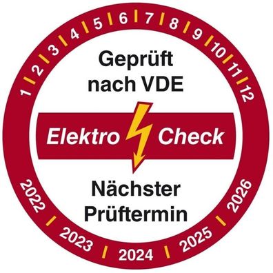 100x Prüfplakette "Geprüft nach VDE Elektro Check 22-26" Aufkleber | Ø15-40mm