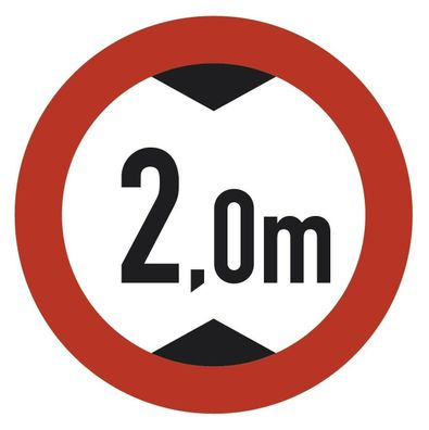Aufkleber Verkehrszeichen"Durchfahrtshöhe 2m"Fahrzeuge StVO Schild Folie Ø5-30cm