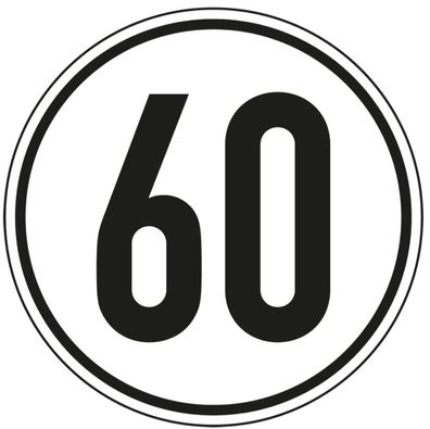 Aufkleber Geschwindigkeits-Schild "60 km/ h" Folie gemäß StVZO § 58 | Ø5-30cm