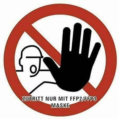 XXL Aufkleber Verbot "Zutritt nur mit FFP-Maske" ISO 7010 Folie Ø50-100cm | rot