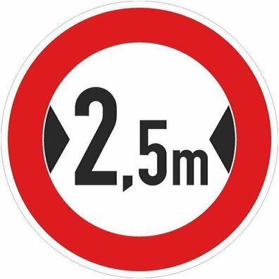 Aufkleber "Verbot für Fahrzeuge deren Breite 2,5m überschreitet" Schild Ø5-30cm