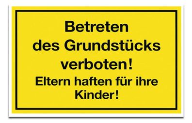 Warnaufkleber "Betreten des Grundstücks verboten!" Verbot 250x150mm | signalgelb