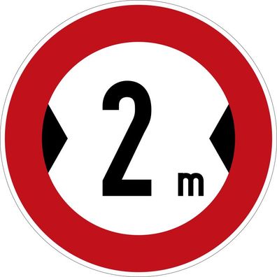 Aufkleber "Verbot für Fahrzeuge deren Breite 2m überschreitet" Schild Ø5-30cm