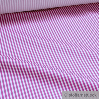 Stoff Polyester Baumwolle Satin Römerstreifen pink weiß 3 mm