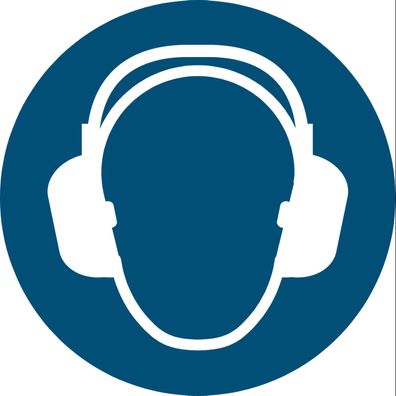 Aufkleber Gebotszeichen Gehörschutz benutzen ISO 7010 ASR blau 200x200mm