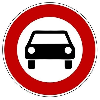 Aufkleber "Verbot für Kraftwagen und sonstige mehrspurige Kraftfahrzeuge"Ø5-30cm
