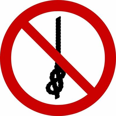 Verbotsaufkleber Schild "Knoten von Seilen verboten" Folie ISO 7010 Ø5-30cm rot