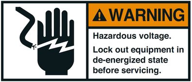 Warnaufkleber "WARNING Hazardous voltage enclosed." engl 35x80/45x100/70x160mm 