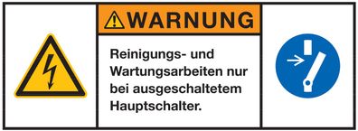Warnaufkleber "WARNUNG Reiniguns- und Wartungsarb.."Schild Folie 35x100/75x200mm