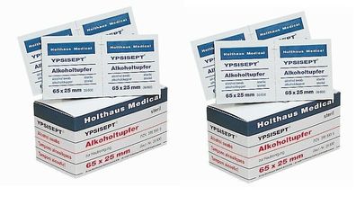 2x Holthaus Ypsisept Alkoholtupfer zur Hautreinigung 65x25mm im Sparpack