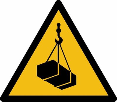 Aufkleber Warn Schild "Warnung vor schwebender Last" Folie ISO 7010 5-30cm gelb
