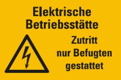 Aufkleber "Elektrische Betriebsstätte.." Warnung Hinweis ISO 7010 Schild 20x30cm