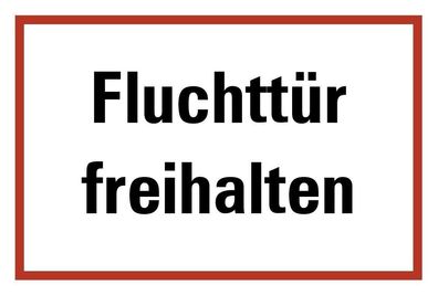 Brandschutzzeichen Alu-Schild "Fluchttür freihalten" 3mm Alu Dibond | 20x30cm