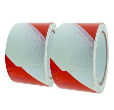 2 Stück Bodenmarkierungsband Set Klebeband PVC Warnklebeband 50mmx30m rot/ weiß