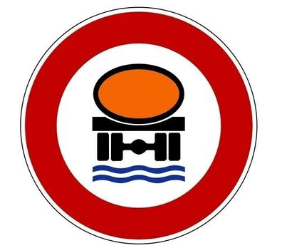 Aufkleber "Verbot für Fahrzeuge mit wassergefährdender Ladung" Schild Ø5-30cm