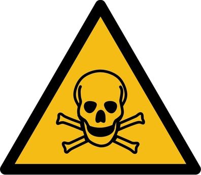 Aufkleber Warn Schild "Warnung vor giftigen Stoffen" Folie ISO 7010 5-30cm gelb