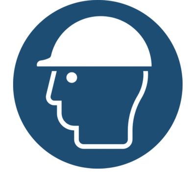 Aufkleber Gebotszeichen Helm Kopfschutz benutzen ISO 7010 ASR blau 200x200mm
