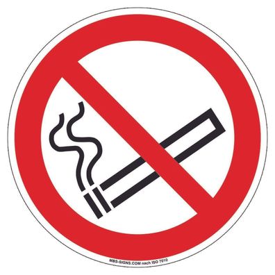 Schild Aufkleber "Rauchen Verboten" Folie selbstklebend Ø 10cm nach ISO 7010